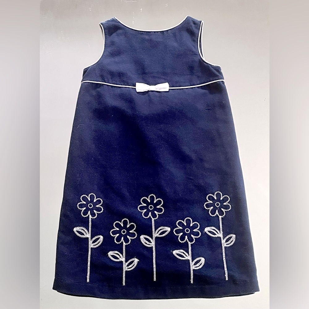 Elegant Copper Key Girl’s Navy Floral Embroidered Dress Sz 7 EUC So Ladylike!